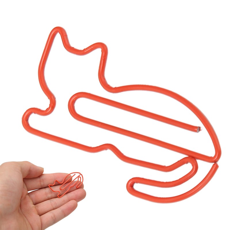 100pcs Cat Shape Paper Clips Plating Process Increased Slip Resistance