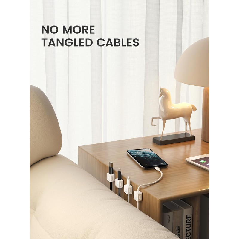 8 Pack Magnetic Cable Clips, Phone Cord Holder for Nightstand,