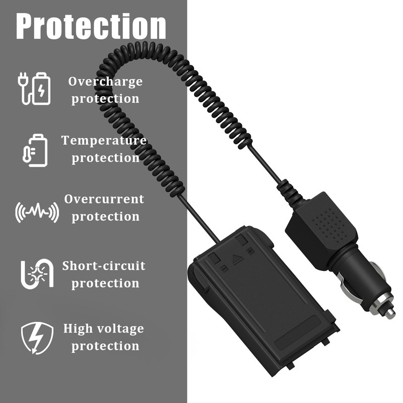 2 Pack BAOFENG UV-S9 Plus Battery Eliminator Car Charger 2800mAh