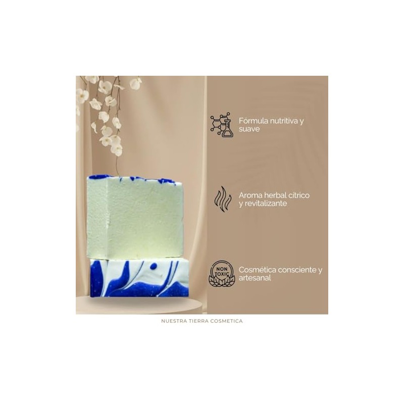 Jabón Artesanal Desodorante Natural con Maranta, Alumbre y Bicarbonato, Barra