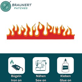 Fire Flames Patch for Iron-On or Sew On Iron-On Patch Fire Flame Iron-On Patch for Clothes Embroidered Iron-On Patch Size 12.5 x 3.2 cm