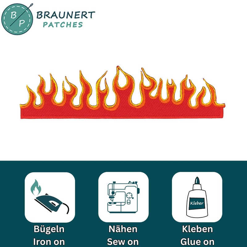 Fire Flames Patch for Iron-On or Sew On Iron-On Patch