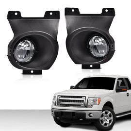 CHEDA Fog Lights Assembly Compatible with 2011 2012 2013 2014 Ford F150 Bumper Fog Light Driving Lamps w/Switch/Bracket/Bulbs(Smoky lens)