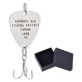 DICOSMETIC Pregnancy Announcement Gifts Grandpas New Fishing Partner Coming Soon Grandpa to Be Gift Special Surprise of Pregnancy Reveal for Fishing Lovers, with A Black Gift Box