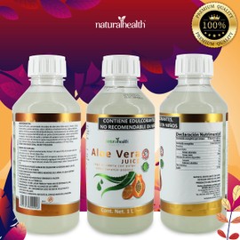 Jugo Concentrado de Aloe Vera sabor Naranja Papaya, Frasco de 1 Lt C/U. Pulpa natural Libre de gluten y aditivos, extracto de Sábila. Favorece una mejor función intestinal. Contiene trozos de aloe. (Naranja-Papaya, 1)