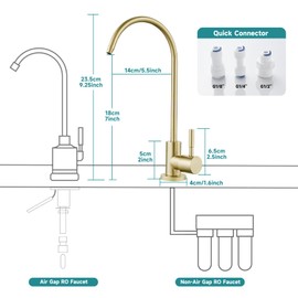 FVITA Drinking Water Kitchen Faucet Brushed Gold,Lead-Free 304 Stainless Steel Sink Filter Water Faucet Reverse Osmosis Water Filter Faucet RO Faucet Kitchen Water Tap,Brushed Gold