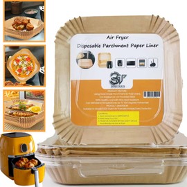 "SORTOUS 120 Pcs 8” Square Air Fryer Liners - Non-Stick, Oil-Proof Disposable Paper for Baking, Roasting, Grilling"