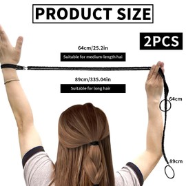 YCHYAN Pack of 2 Riptie Hair Tie, 64 cm and 84 cm, Elastic Hair Ties, Braided Hair Ties, Keeps the Ends in Place, Ideal for Outdoor Sports, Swimming and Everyday Wear