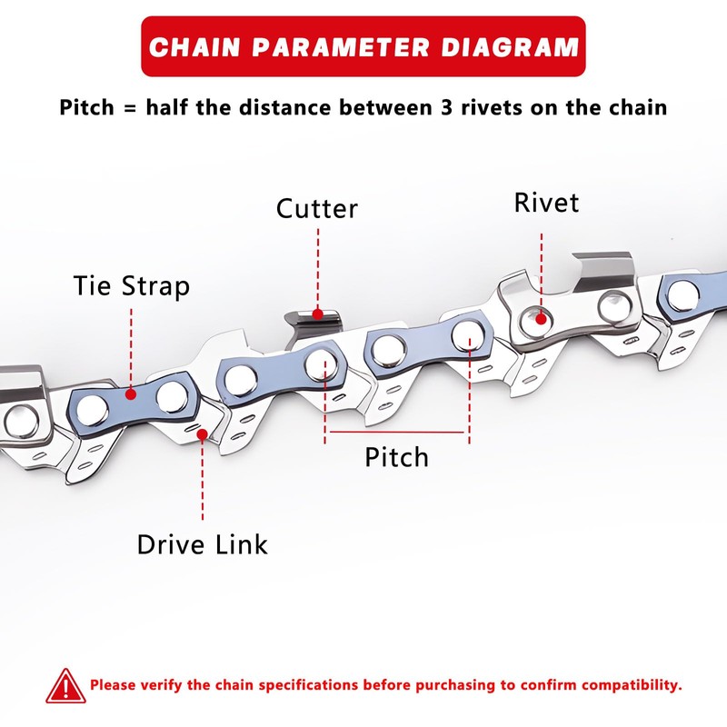 O-CONN 4 Pack 8 Inch Replacement Chainsaw/Pole Saw Chain, for