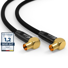 RedStar24 Antenna Cable 3 m Black - 90° Angled Coaxial | Male to Female - Premium HDTV Coaxial Cable for Cable TV | TV Cable: Compatible with TV, Radio, DVB-T/T2, DVB-C, DAB