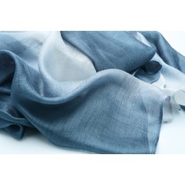 SNUG STAR Cotton Silk Scarf Elegant Soft Wraps Shade Scarves for Women, Gradient - Light Blue