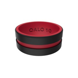 QALO Men's Folds of Honor Firefighter Strata Silicone Wedding Ring, Breathable, Durable Rubber Wedding Band for Men, 9mm Wide 1.85mm Thick, Black & Red, Size 12