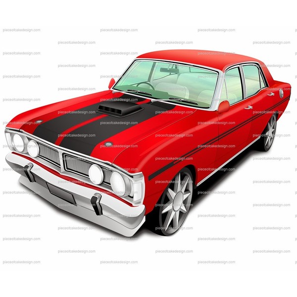 1/4 ~ Red & Black Classic Muscle Car Birthday ~ Edible Cake/Cupcake Topper!!!
