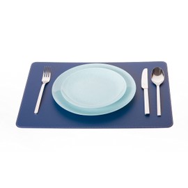Nikalaz Set of 6 Placemats Made of Recycled Leather (18"x13", Blue)