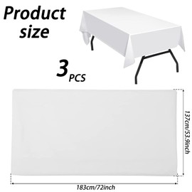 3 Pcs Rectangle Tablecloth, White Paper Tablecloths, 137 X 183 Cm Table Cloth Party, White Table Cloth, White Paper Tablecloths, For Parties, Weddings, Father'S Day And Holiday Home Table Decorations