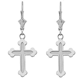 Dainty Greek Orthodox Cross Earrings in Solid Sterling Silver