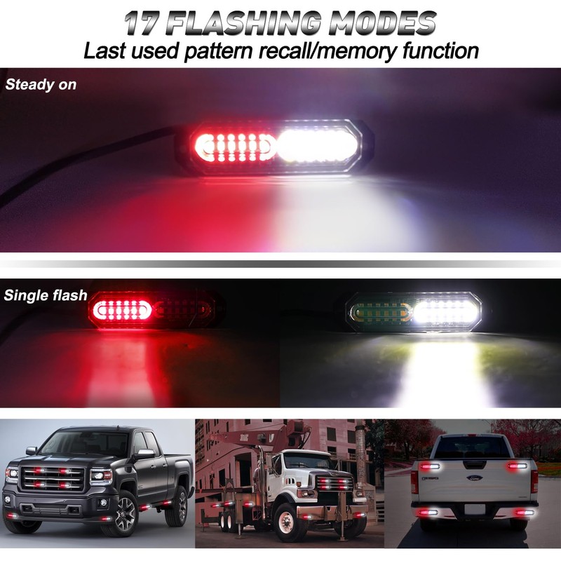 ASPL 8pcs Sync Feature Ultra Slim 12-LED Surface Mount Flashing