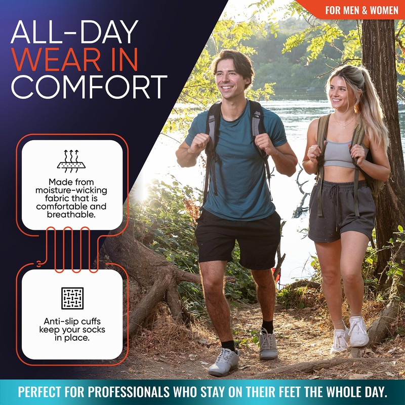 PhysFlex Compression Socks for Plantar Fasciitis, Achilles Tendonitis Relief -