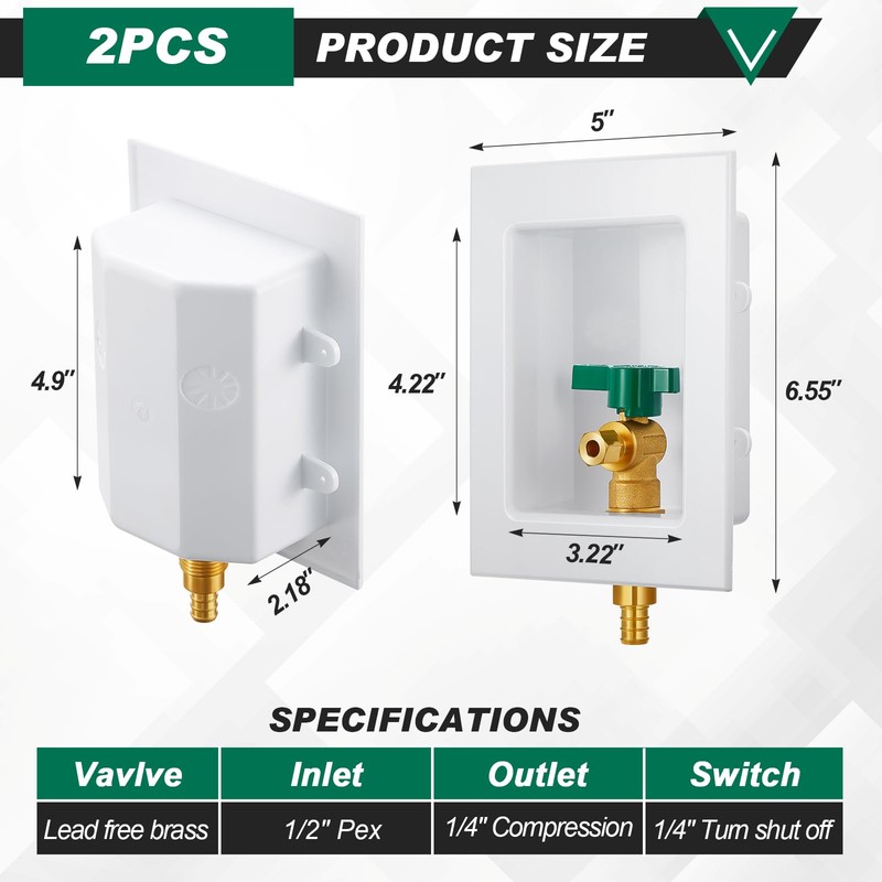 Hicarer 2 Set Ice Maker Outlet Box Pre Assembled Ice