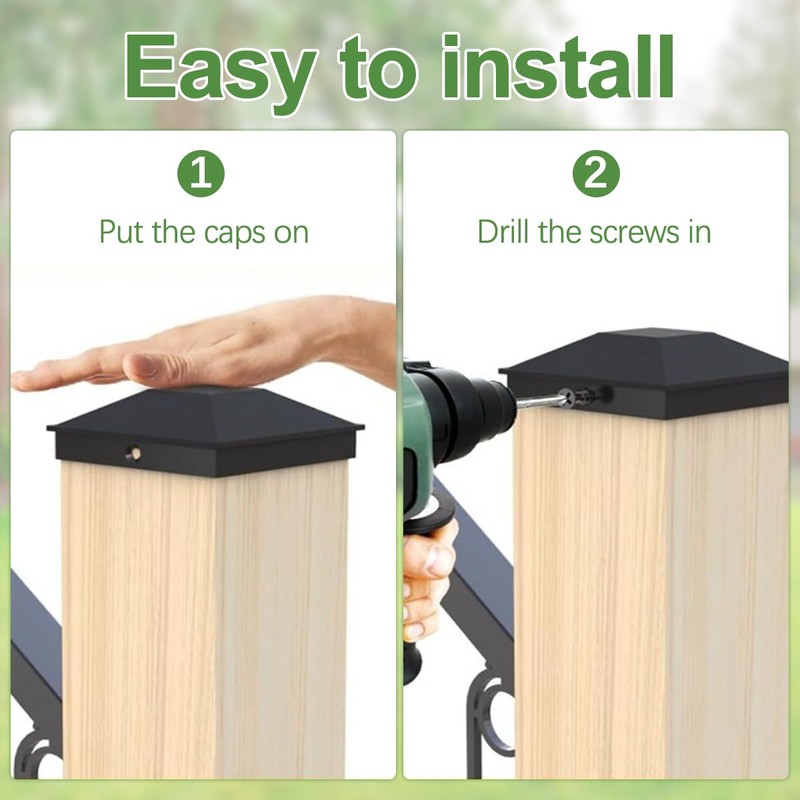 4x4 (3.5inx3.5in) Fence Post Caps, 6 Pack Deck Post Caps