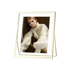 IZIDDO 8x10 Gold Floating Frame(10"x12"), Metal Glass Picture Frames,For Picture 5x7,4x6,3x5, 2x3 Wall Mount or Tabletop Shelf Photo Frames,Giving For Festival,Wedding, Home or Office Decor,Vertical