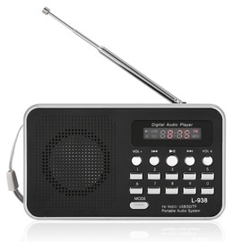Radio FM Digital portátil de 87.5-108MHz, Sonido de Alta fidelidad, Tarjeta TF de Soporte/USB/SD/MMC/FM/AUX, Sonido de cancelación de Ruido, Pantalla LCD Grande, Tiempo de reproducción de 12