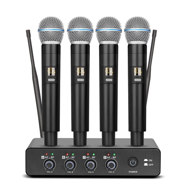 Depusheng R4 Karaoke Wireless Microphones Professional 4 Channels Handheld Wireless