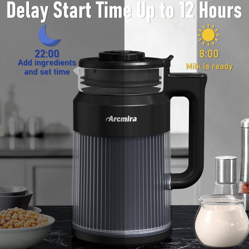 6-in-1 Nut Milk Maker, 8 Blade 27oz Homemade Almond, Soy,