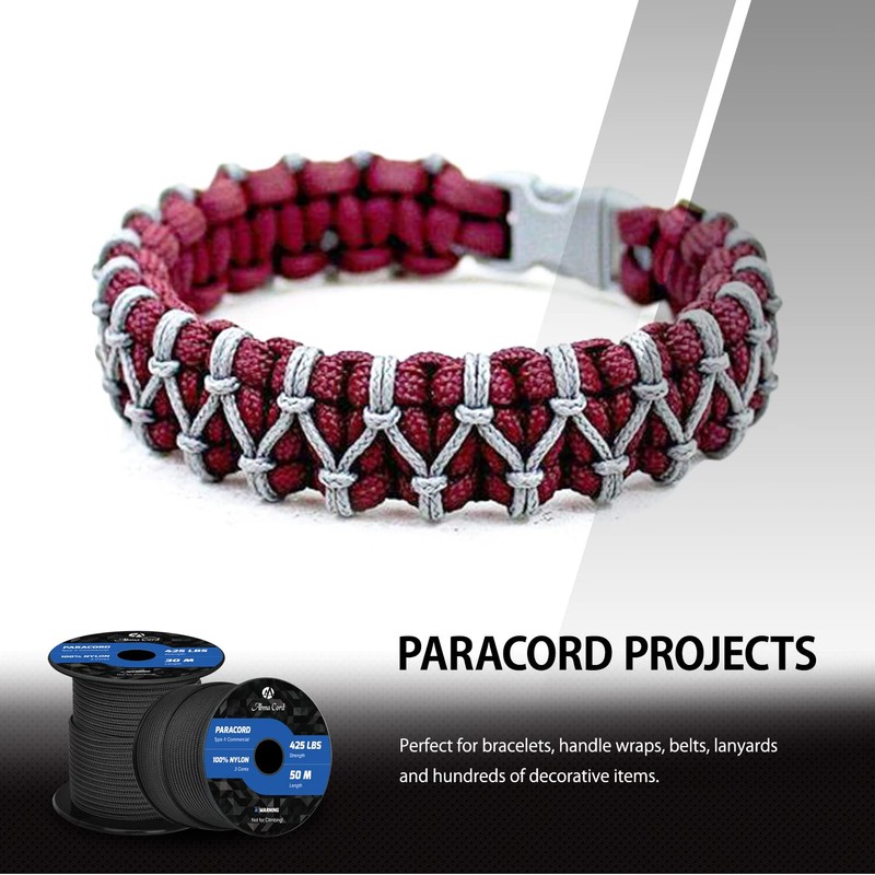 Abma Cord Paracord 3mm 3 Strands Parachute Cord 100% Nylon