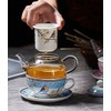 Jusalpha Glass Teapot with a Fine China Infuser Strainer, Cup