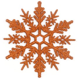 YYCRAFT 6pcs Large Glitter Snowflake Ornament 10 Inch for Christmas Tree Decoration-Orange
