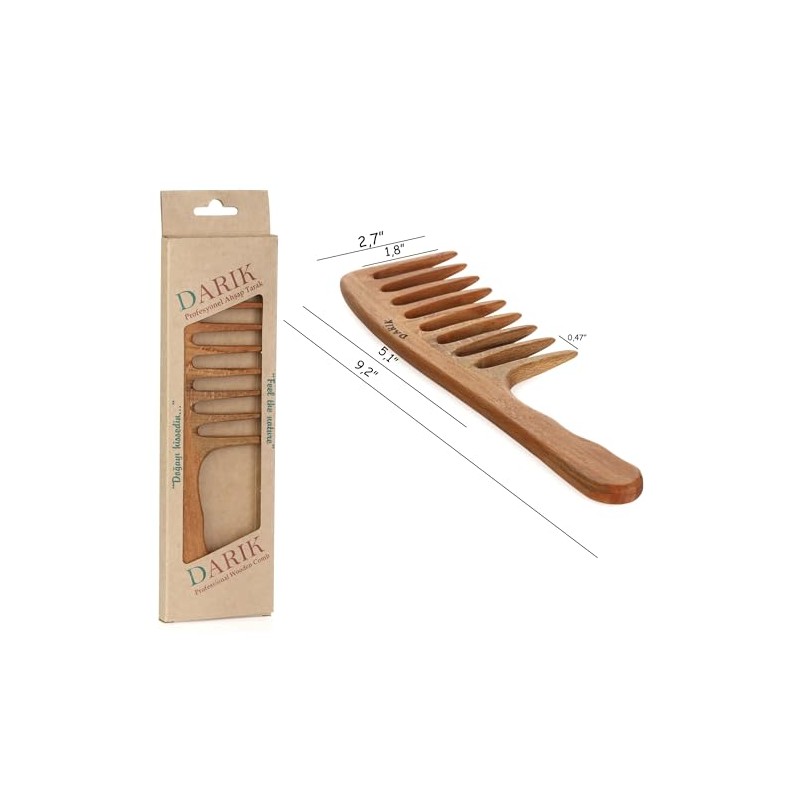 Peine de madera de dientes anchos Cepillo Ancho de Madera