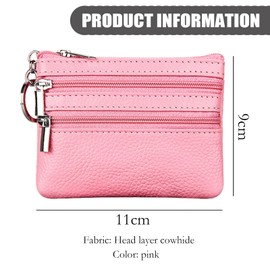 YueJieSelected Ladies Genuine Leather Wallet with Key Ring, pink, Modern