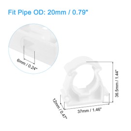 QUARKZMAN Pack of 20 PPR Water Pipe Clamps, Plastic U-Shaped Pipe Clamps with Mounting Clip for 20 mm/0.79 Inch OD Water Pipes and Hoses, White