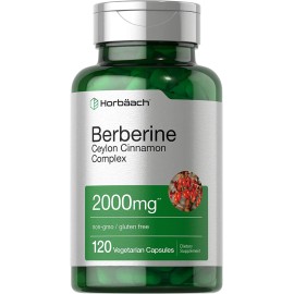 Horbäach Berberine Plus Ceylon Cinnamon 2000 mg | 120 Capsules | Vegetarian | by Horbaach