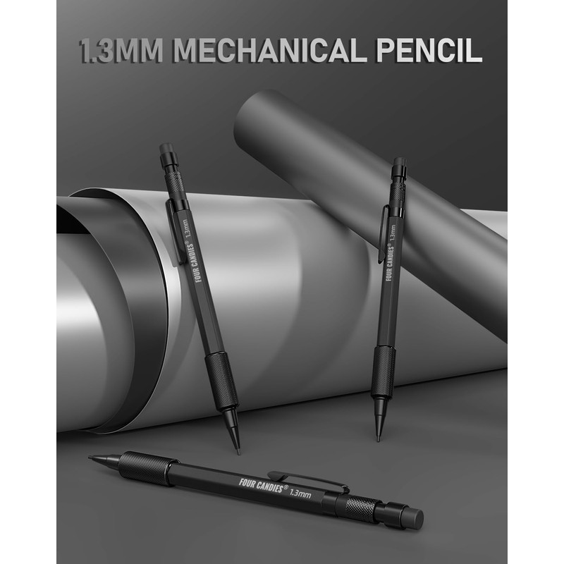 Four Candies 1.3mm Mechanical Pencil Set with 72 Lead Refill,