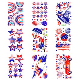 hhdatc 4th of July Patriotic Window Clings Watercolor Vintage Double-Sided Window Decals with USA Stars and Fireworks Design for Independence Day Memorial Day Party Decorations
