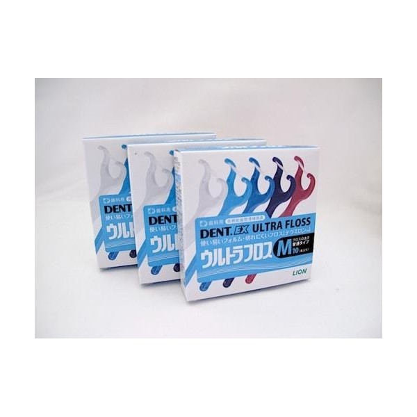 High Performance, Easy to Use and Cut, Lion Dent EX Ultra Floss M, 1 Box x 3 Box Set