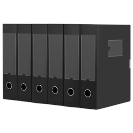 HUA JIE A4 Storage File Boxes Plastic Archives Cases with Lid, File Folder Organizer Document Filing Box for office,31×7.5×23.5 cm, Black(Pack of 6)