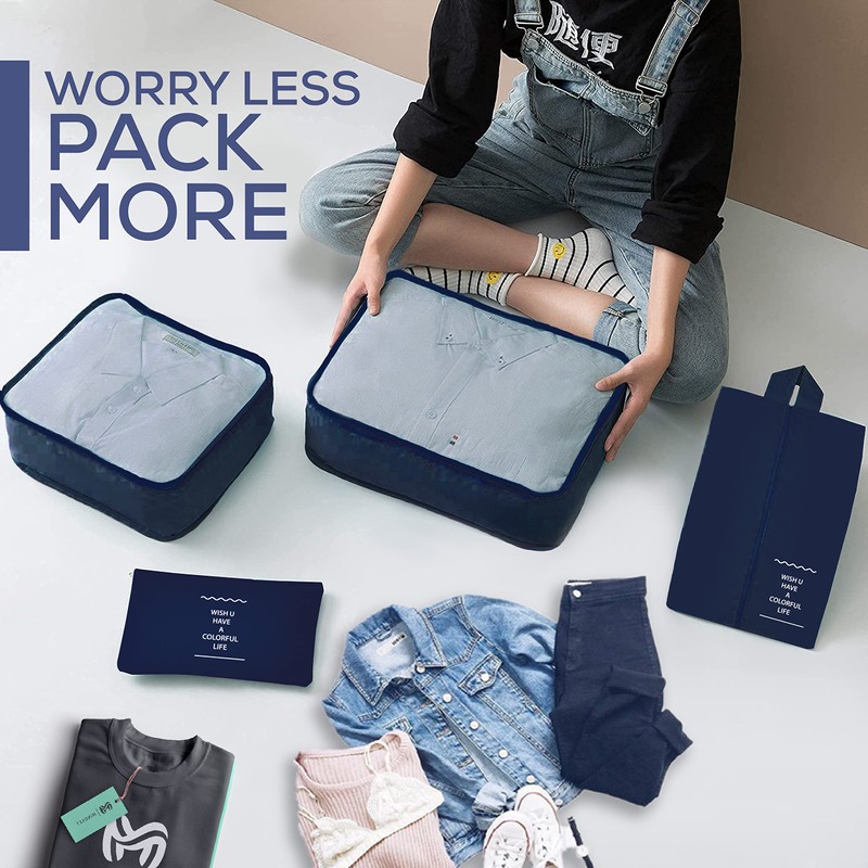 Aysthetics 9 Pcs Packing Cubes for Suitcase with 3 zipper
