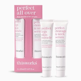 This Works Perfect All Over Kit, 2-Piece Pamper Skin Glow Gift Set | Perfect Cleavage & Neck Serum and Perfect Legs Skin Miracle duo featuring Sweet Orange Oil in a luxury gift box