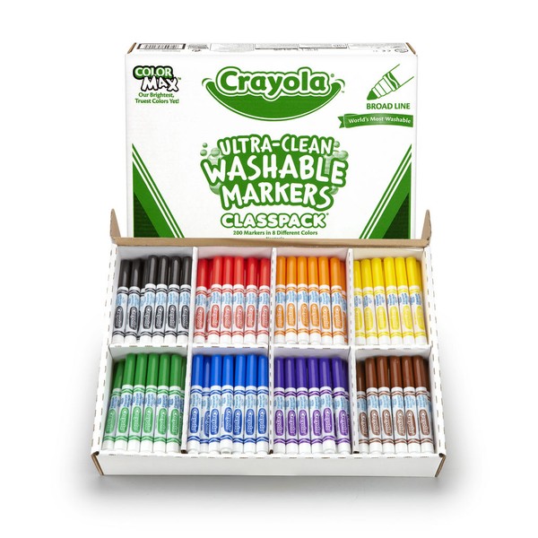 CRAYOLA WASHABLE MARKERS, Class Pack 200PK