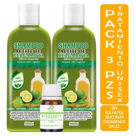 2 Shampoos De Bergamota 500ml Cu Y 1 Aceite 10ml Grat 1010 mL                                                                                         
