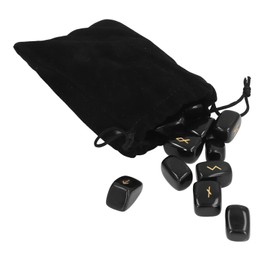 HEEPDD Runas de Material de Obsidiana, Piedras Rúnicas Runas Ancianas Grabadas Símbolos Vikingos Paganos Piedras de Rejilla de Cristal para Adivinación Radiestesia Meditación Equilibrio