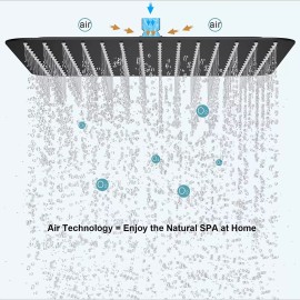 SR SUN RISE Black shower faucet set with valve 3 function 12" Rainfall Head Combo Kit System