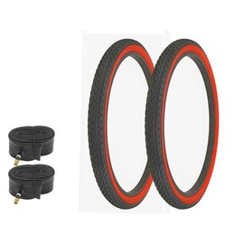 ALTALINE Bicycle 26" x 2.125" Black/Red Side Wall 2 Tires W/Tubes AL-1333 Diamond Style | (Two Tire) + (Two Standard Tube)