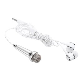 sourcing map Mini Microphone Tiny Microphone Portable Microphone Mini Mic with Earphone for Singing Voice Recording Video for Phone Computer Notebook Silver