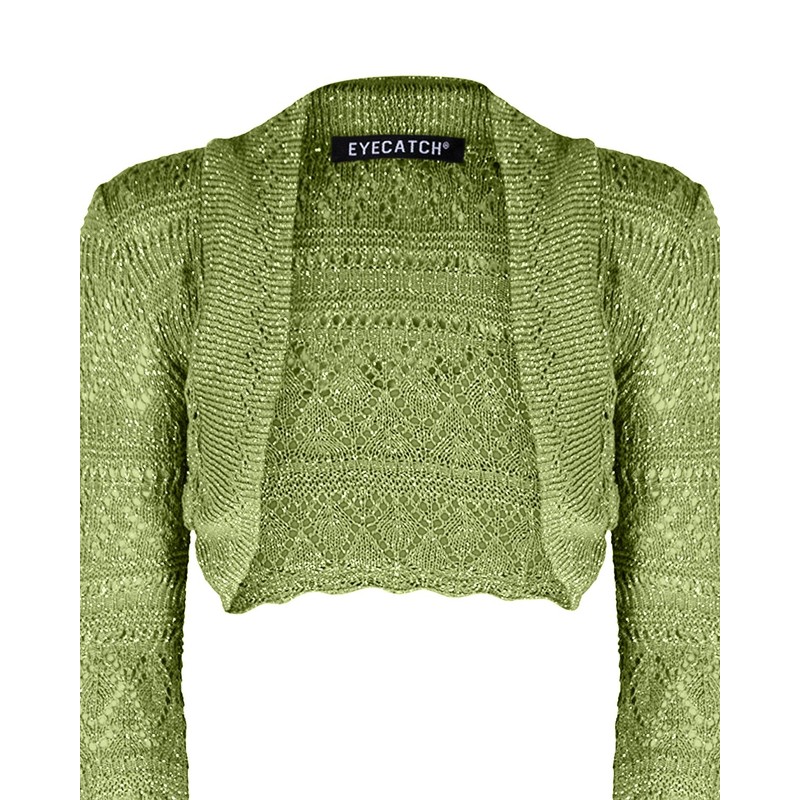 EyeCatchClothing - Lurex Lilly Glitz Ladies Crochet Knit Shrug One