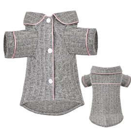 Dog Pajamas Small Sized Dog Shirt Rib Knit Tshirt Summer Puppy Clothes Pjs Cat Shirt Outfit, Grey, X-Small