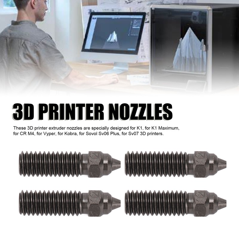 4Pcs Extruder Nozzles for CR K1 Hardened Steel Smoothing Durable